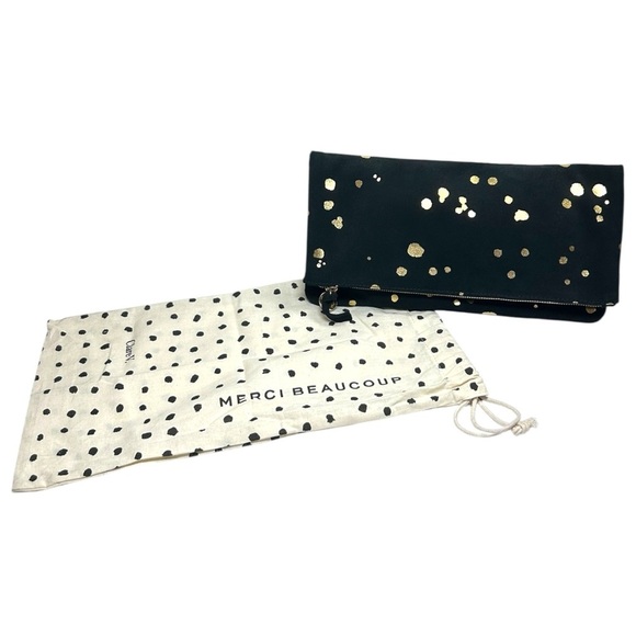 Clare V. - Women’s ‘Margot’ Fold-Over Suede Clutch Bag in Black, Gold, One Size - Picture 12 of 12